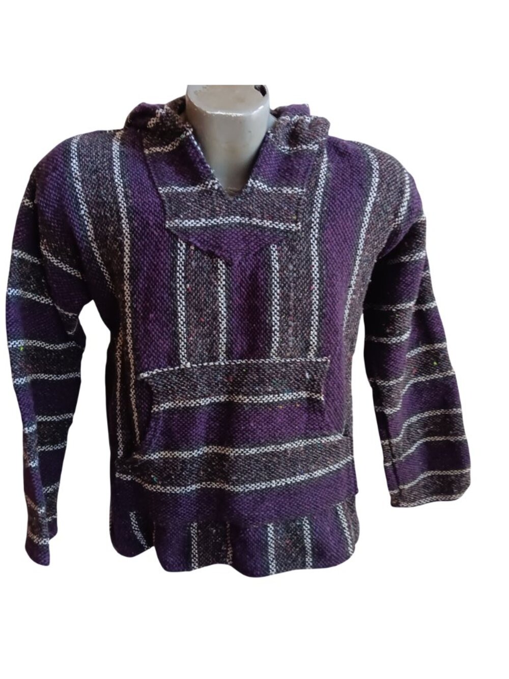 Poncho Hoody Mens Small Vintage 1990s Franks Mexican Purple Pullover Festival